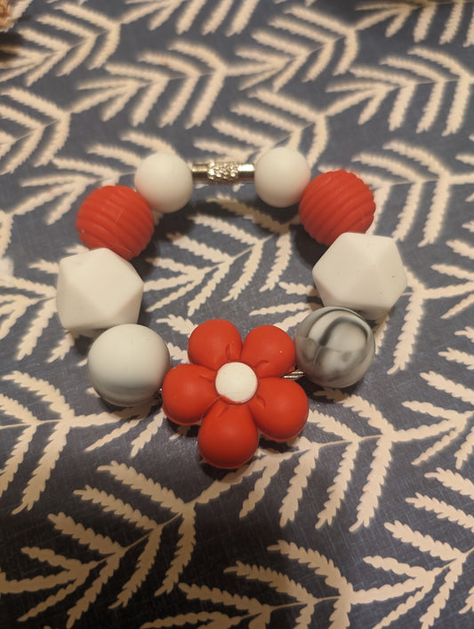 Red white flower cup charm