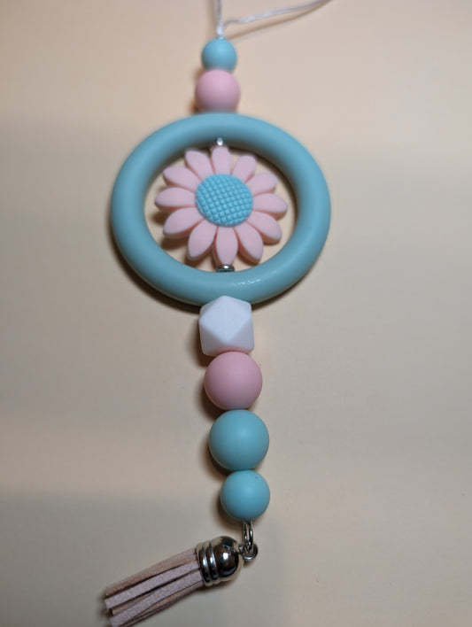 Pink and Blue Flower car charm